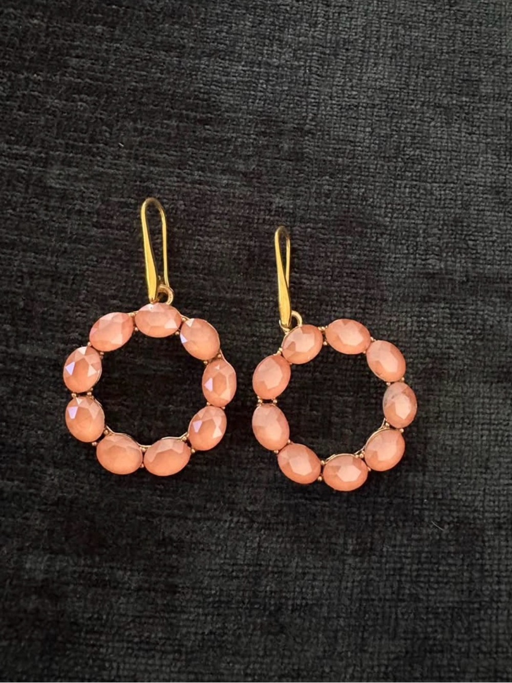 Gold & Pink Crystal Hoop Drop Earrings - Women Jewelry